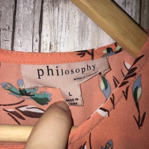 Philosophy Orange Floral Sleeveless Blouse - Picture 4 of 4